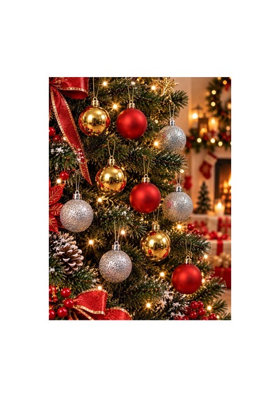 Yeni Yıla Özel 12 Parça Yılbaşı Çam Ağacı Süs Topları Sarı Kırmızı Ve Gümüş Renkli Noel Süs Topları Noel Süsü