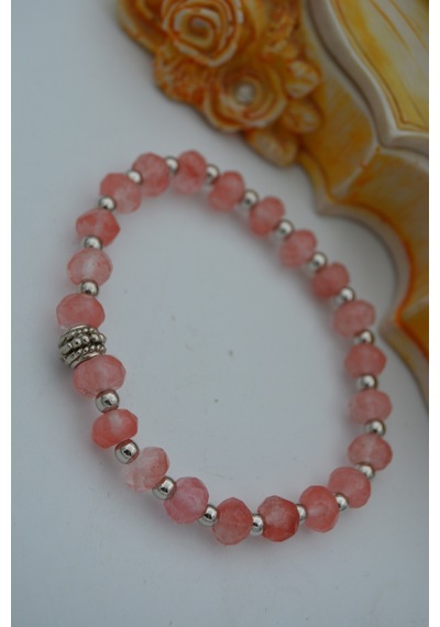 Stoneage Jewellery Gül Kuvars Doğal Taşlı Bileklik Çok Renkli