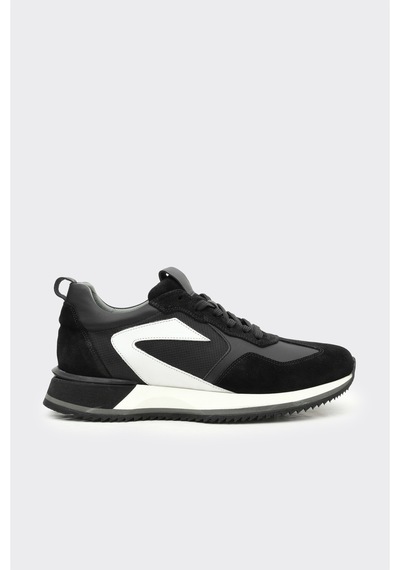 Derinet Hakiki Deri Comfort Erkek Sneaker Siyah Süet Siyah Süet