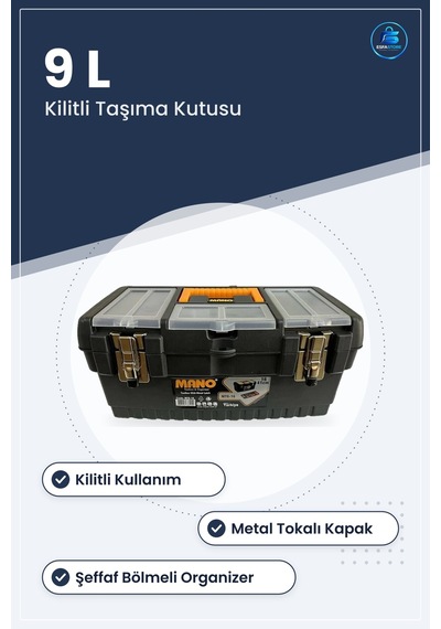 Takım Çantası 9 L Kilitli Plastik Avadanlık Metal Tokalı Organize
