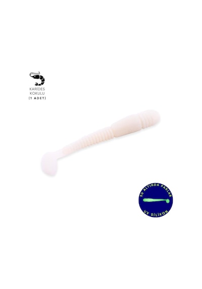 Silikon Kurt Yem - 1,1g 55mm - Fishack Wormix - 1 Adet - Uv - Beyaz