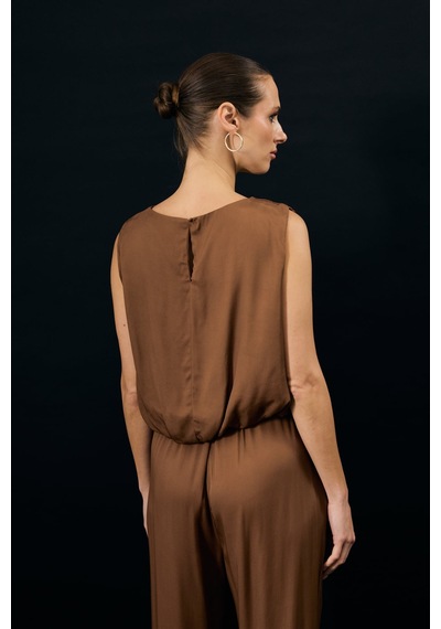 Sateen Colin Bluz - Kahve-137312