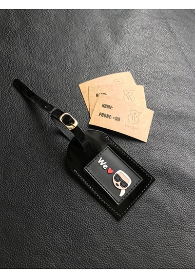Vip Gift Karl Bagaj Isimlik Valiz Bavul Etiketi Hakiki Deri Çok Renkli