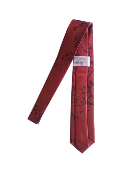 Elifebru Exclusive Handicrafts Ebru Sanatı Saten Kumaş Kravat Kırmızı Siyah Sakr 139 Kırmızı Siyah 001