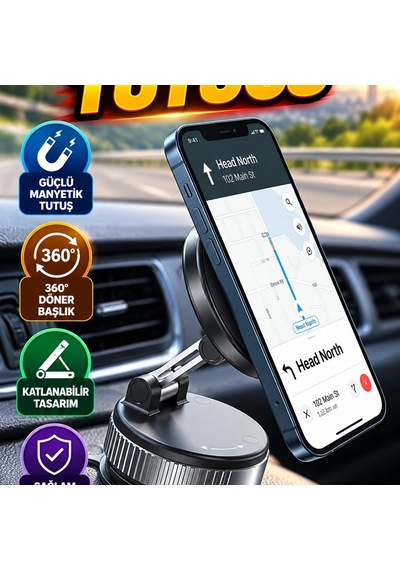 Katlanabilir Manyetik Araç İçi Telefon Tutucu 360 Döner Navigasyon Standı 34015262