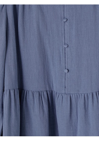 Lcw Modest Mavi Büzgülü Kadın Müslin Tunik