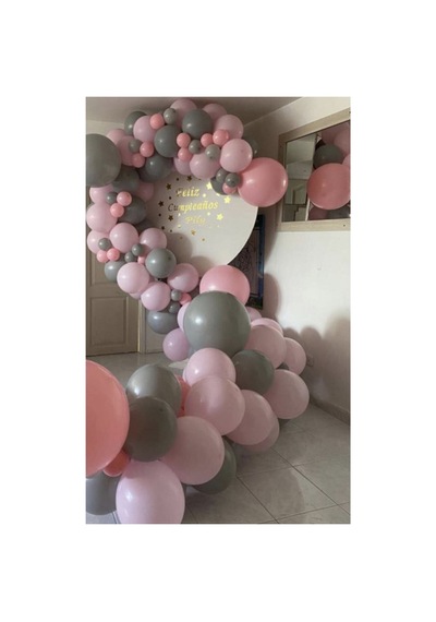Pastel Balon Zinciri Pembe Gri 100 Adet A