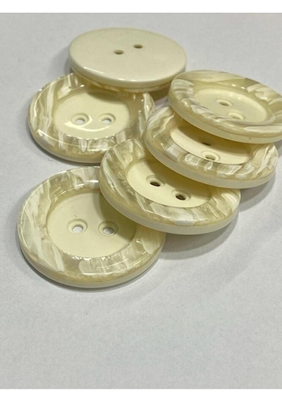 Kaban Mont Düğmesi / Krem Renk / 6 Lı Set 3,5 Cm