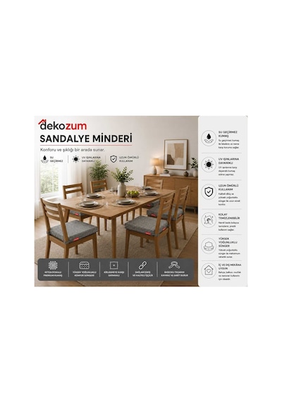 Comfort Plus Sandalye Koltuk Minderi 40x40 Bağcıklı Fermuarlı Yıkanabilir Balkon Bahçe Minderi 2 Li Gri 2li