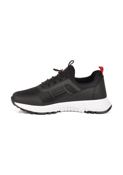 Siyah Kırmızı Hafif Esnek Kilit Bağcıklı Unisex Spor Ayakkabı Nans 6006 G Siyah-kırmızı