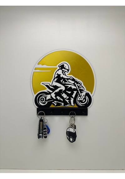 3d Dekoratif Motorcu Anahtar Askılığı V2 Sarı