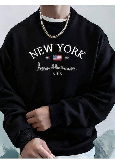 Startmore Tarzsokak New York Abd Baskılı Kapüşonlular Erkek Moda Temelleri Tişörtü Spor Günlük Üstler Sokak Sıcak Siyah