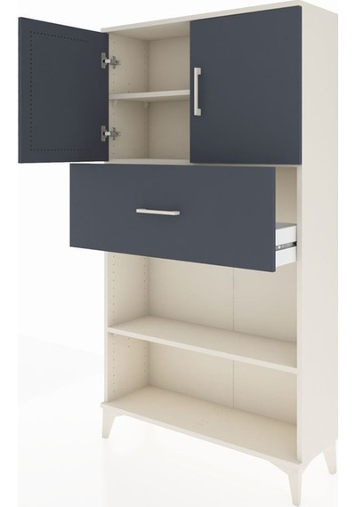 Arges Dolap 3 Raflı Tek Çekmeceli 2 Kapaklı 88x30x163 Aytaşı-... Aytaşı