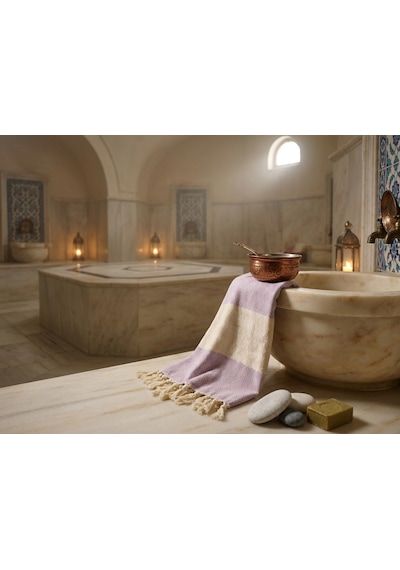 Ludıa %100 Pamuklu Diamond Desenli Saçaklı Lila Peştemal 100x195 Cm Plaj Ve Banyo Havlusu