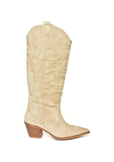 Fox Shoes T267765202 Bej Süet Kovboy Model Kadın Çizme Bej-süet Bej