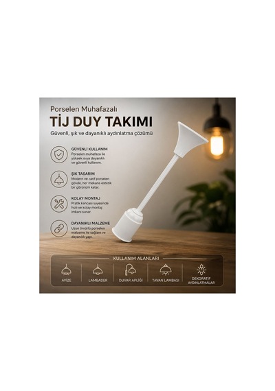 Tij Duy Takımı - E27 Uyumlu - Porselen Muhafazalı