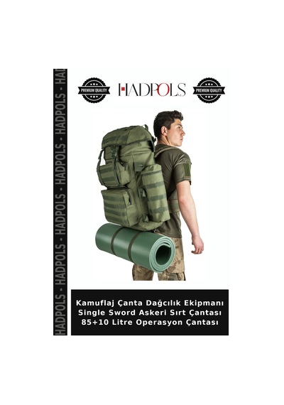 Hadpols Kamuflaj Çanta Dağcılık Ekipmanı Single Sword Askeri Sırt Çantası 85+10 Litre Operasyon Çantası