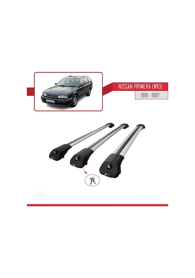 Nissan Primera W10 1991-1997 Arası İle Uyumlu Ace-1 Ara Atkı Tavan Barı Gri 3 Adet Bar