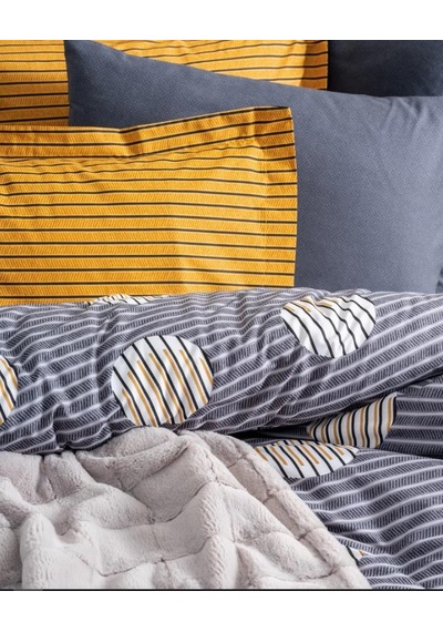 Çift Kişilik Trim Battaniyeli Nevresim Takımı Smooth Gri Gri