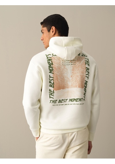Xint Ekru Oversize Kapüşonlu Pamuklu Sweatshirt 300282