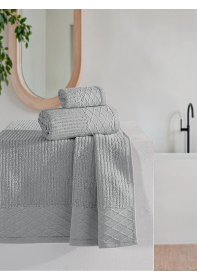 Cumba %100 Pamuk 3 Lü Havlu Takımı - 30x50, 50x90, 70x140 Gri