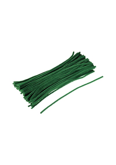 75 Adet Kırmızı, Beyaz, Koyu Yeşil Renkli Şönil , Çiçek Yapım Seti, Tüylü Tel, 30 Cm, Peluş Tel