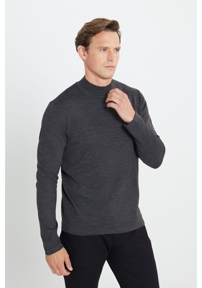AC&Co / Altınyıldız Classics Erkek Antrasıt Melanj Standart Fit Normal Kesim Yarım Balıkçı Yaka Triko Kazak AC&Co / Altınyıldız Classics Erkek Antrasıt Melanj Standart Fit Normal Kesim Yarım Balıkçı Yaka Triko Kazak
