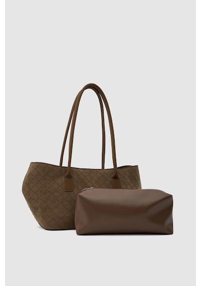 Shule Bags Veneta Süet Shopper Omuz Çantası Taba Taba