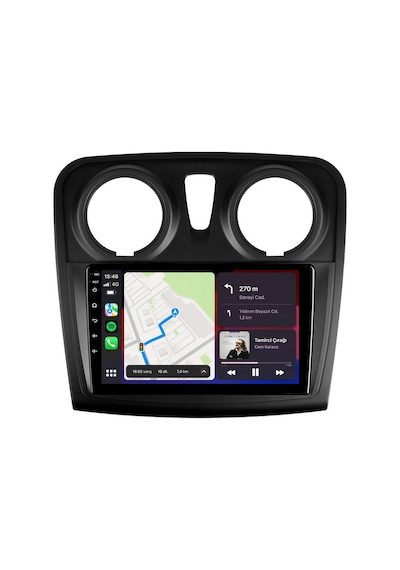 Dacia Sandero Android Multimedya 2012-2021 Carplay Android Auto Navigasyon Kameralı 4gb Ram 32gb 9"