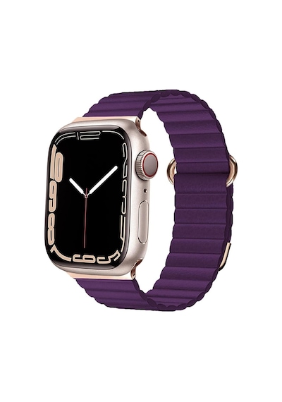 Apple Uyumlu  Watch 7 8 45 MM Kordon Mıknatıslı Magnetik Deri Kordon