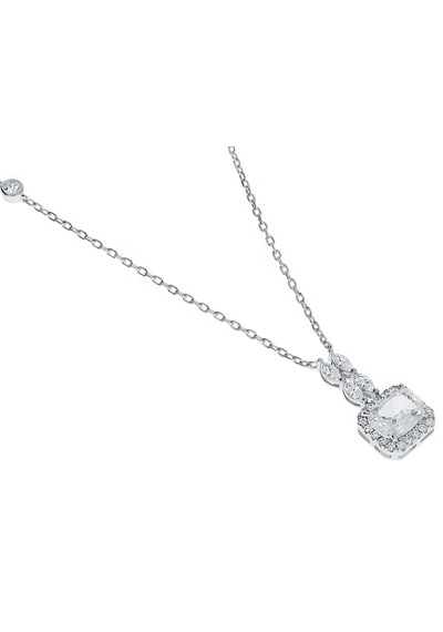 Kadın Şık Tasarım Taşlı Gümüş Kolye Silver