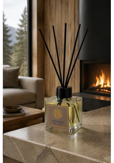 Premium Çubuklu Oda Kokusu 100 Ml Cam Şişe Reed Diffuser Sandal Ağacı