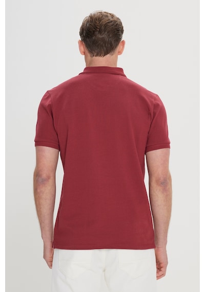 Ac&Co / Altınyıldız Classics Erkek Bordo Slim Fit Dar Kesim Polo Yaka %100 Pamuk Kısa Kollu Tişört Bordo