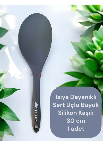Isıya Dayanıklı Sert Uçlu 30 Cm Büyük Silikon Kaşık 1 Adet
