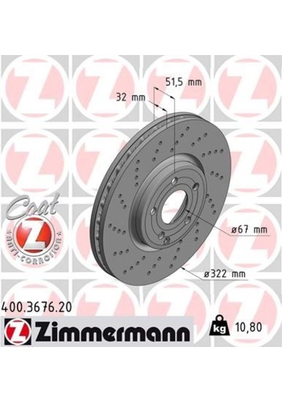 Zımmermann 400.3676.20 Fren Diski Ön Mercedes Cls-class C218 X218 A0004211812 -