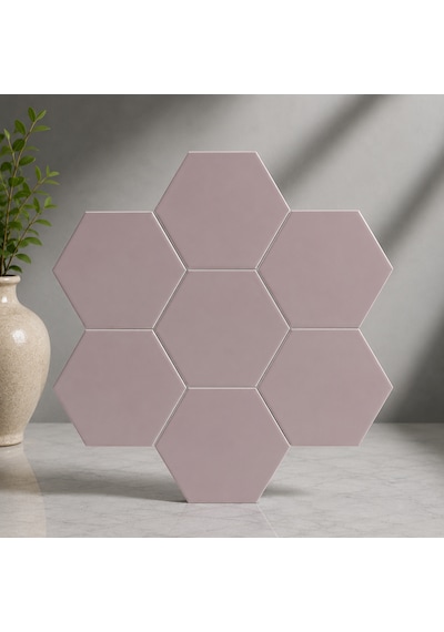 Armada Çini 15x17 Cm Düz Açık Pembe Altıgen Seramik