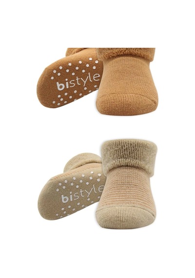 Bistyle Çemberli Kaymaz Havlu Soket Çorap 2'li Bs10503 Bej-hardal Bej-hardal Bej - Hardal