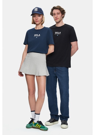 Ucla Sherman Siyah Bisiklet Yaka Baskılı Standard Fit Erkek Tshirt Siyah