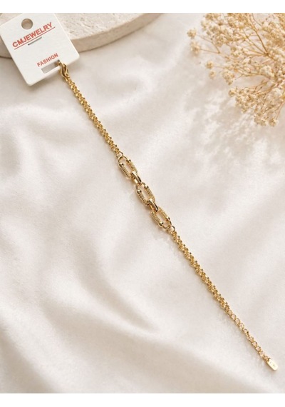 Cm Jewelry Zirkon Taşlı Tiffany Zincir Bileklik Gold Kadın Bileklik Altın
