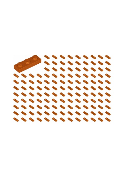 Yedek Parçalar: Plate 1x3: 100 Adet 1x3 Plate Parts Plaka Parçası Koyu Turuncu - Dark Orange Plate 3623