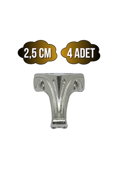 Moda Metal Ayak Çeyiz Ve Hediye Kutusu Mobilya Ayağı 2,5cm Gümüş 4 Adet Gümüş