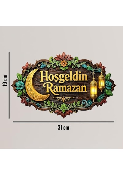 31-19 Cm Hoş Geldin Ramazan Dekorlu Ahşap Kapı Süsü, Ramazan Süsleri, Ramazan Tavan Süsü 2026 Genel