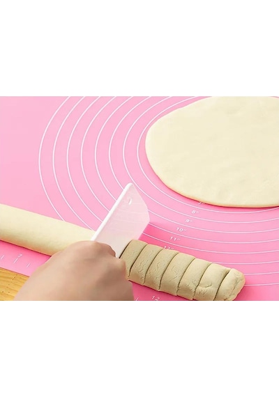 Pembe Silikon Hamur Açma Matı 45x65 Cm Ölçülü Kaymaz Yapışmaz Profesyonel Yoğurma Matı