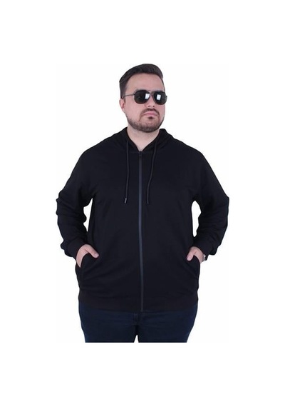 Starbattal Büyük Beden Basic Mevsimlik Fermuarlı Kapüşonlu Sweat 22751 Sıyah Siyah Starbattal Büyük Beden Basic Mevsimlik Fermuarlı Kapüşonlu Sweat 22751 Sıyah Siyah