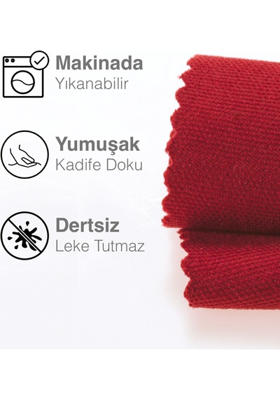 Kadife Dokulu Kırmızı Renk Yıl Başı Temalı Runner Daily Series 40 X 140 Kırmızı