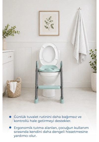 Babyjem Basamaklı Katlanır Klozet Adaptörü Antrasit