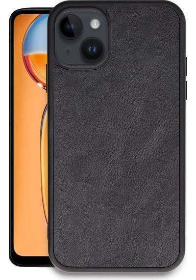 Apple Uyumlu iPhone 13 Kılıf Şık Görünümlü Deri Kapak Ryc/aras Deri Siyah