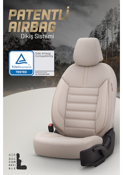 Otom Limited Design Ekstra Destekli Oto Koltuk Kılıfı Bej-bej Bej - Bej