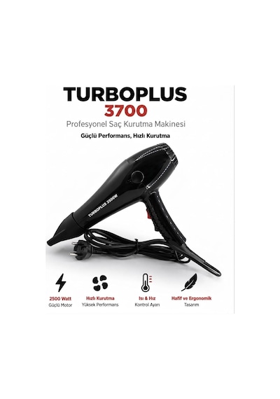 Turboplus 3700 W Prfesyonel Kuaför Fön Makinesi Saç Kurutma Makinesi Ac Motor, Soğuk Hava