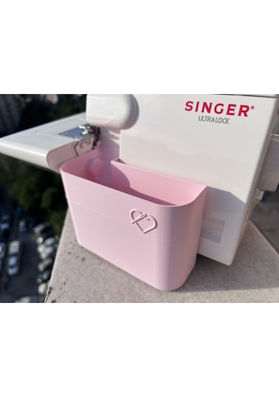 Singer Overlok Makinası Çöp Kutusu Pembe